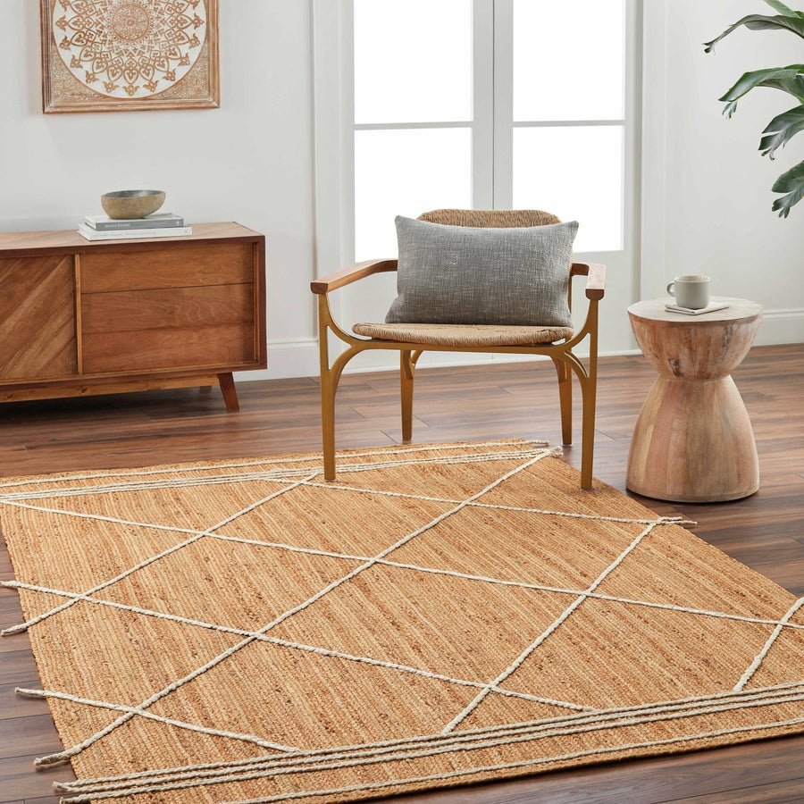 Wasi Modern Geometrical Tan And Beige Area Rug - The Rug Decor