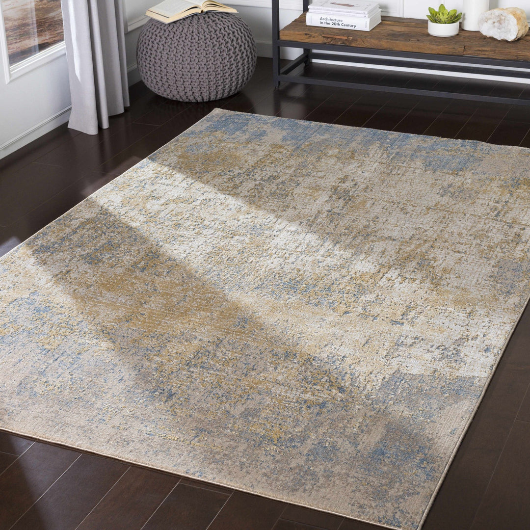 Watersmeet Modern Abstract Design Beige And Blue Area Rug - The Rug Decor