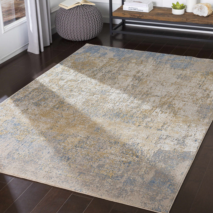 Watersmeet Modern Abstract Design Beige And Blue Area Rug - The Rug Decor