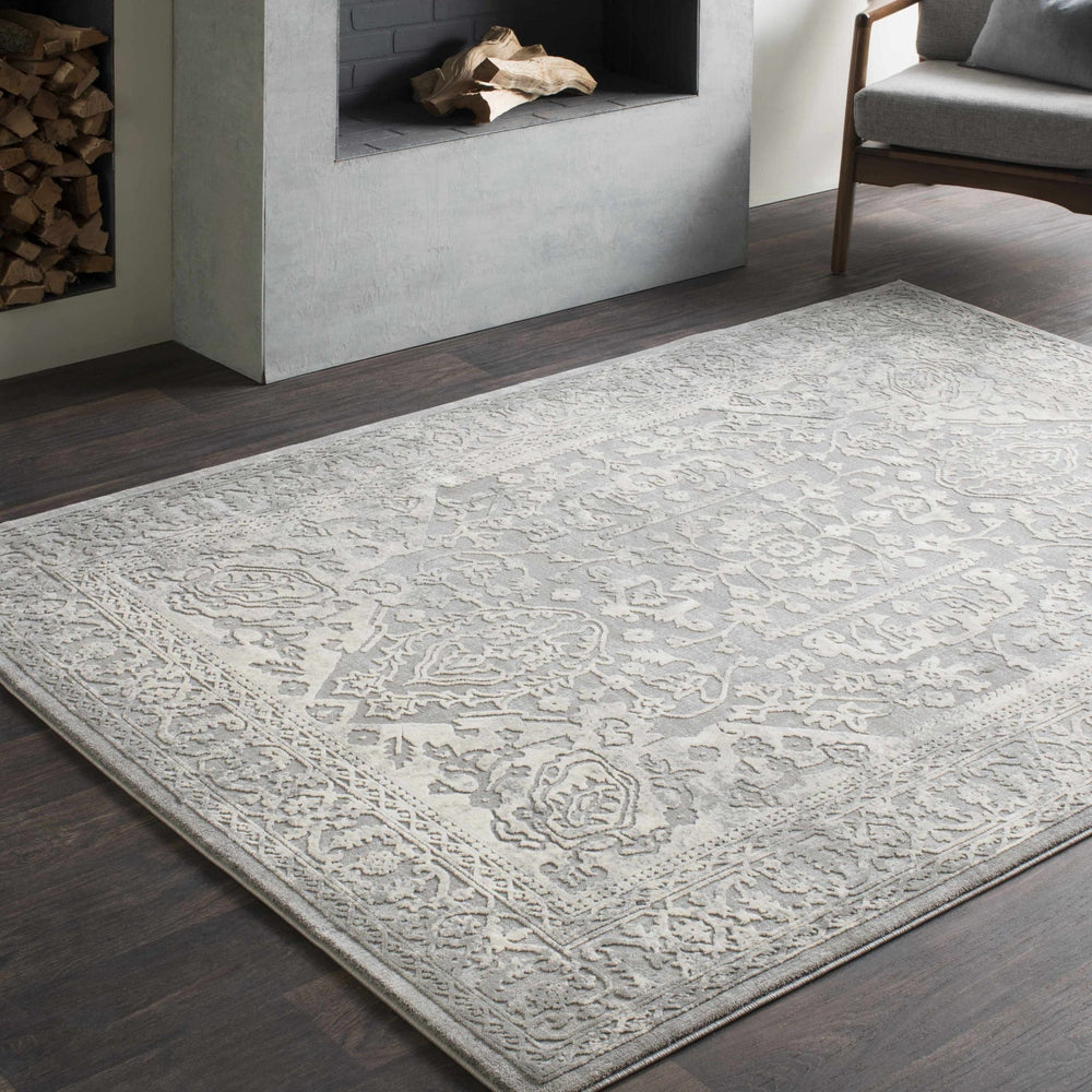 Watford Traditional Medallion Gray And Ivory Area Rug - The Rug Decor