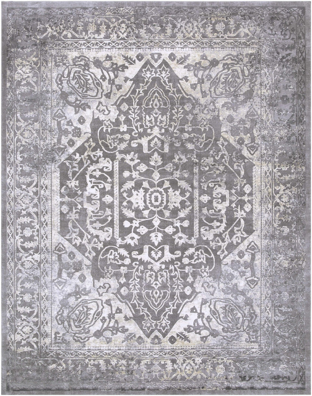 Watford Traditional Medallion Gray And Ivory Area Rug - The Rug Decor