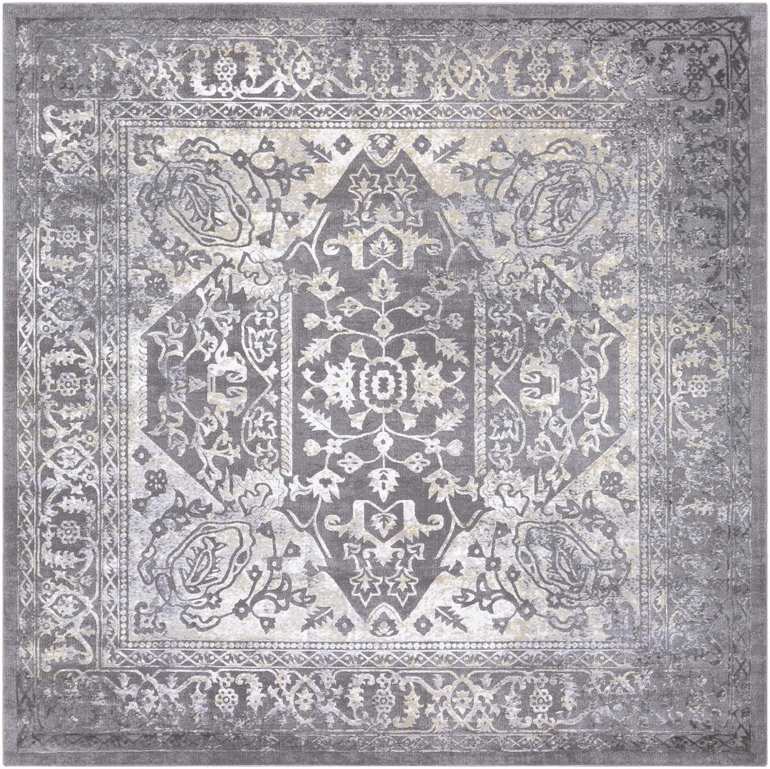 Watford Traditional Medallion Gray And Ivory Area Rug - The Rug Decor