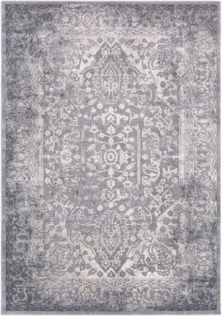 Watford Traditional Medallion Gray And Ivory Area Rug - The Rug Decor