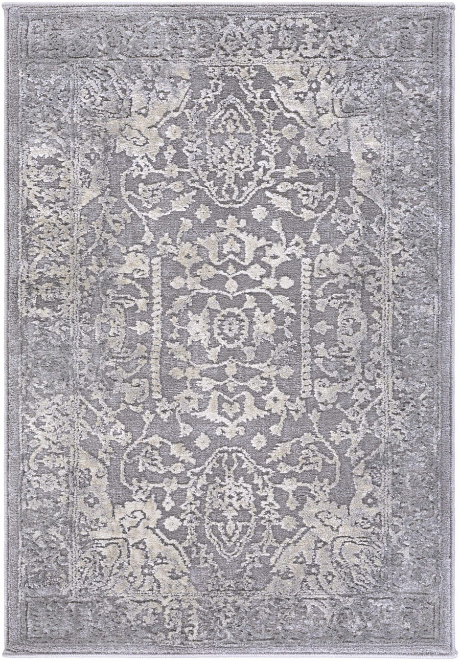 Watford Traditional Medallion Gray And Ivory Area Rug - The Rug Decor