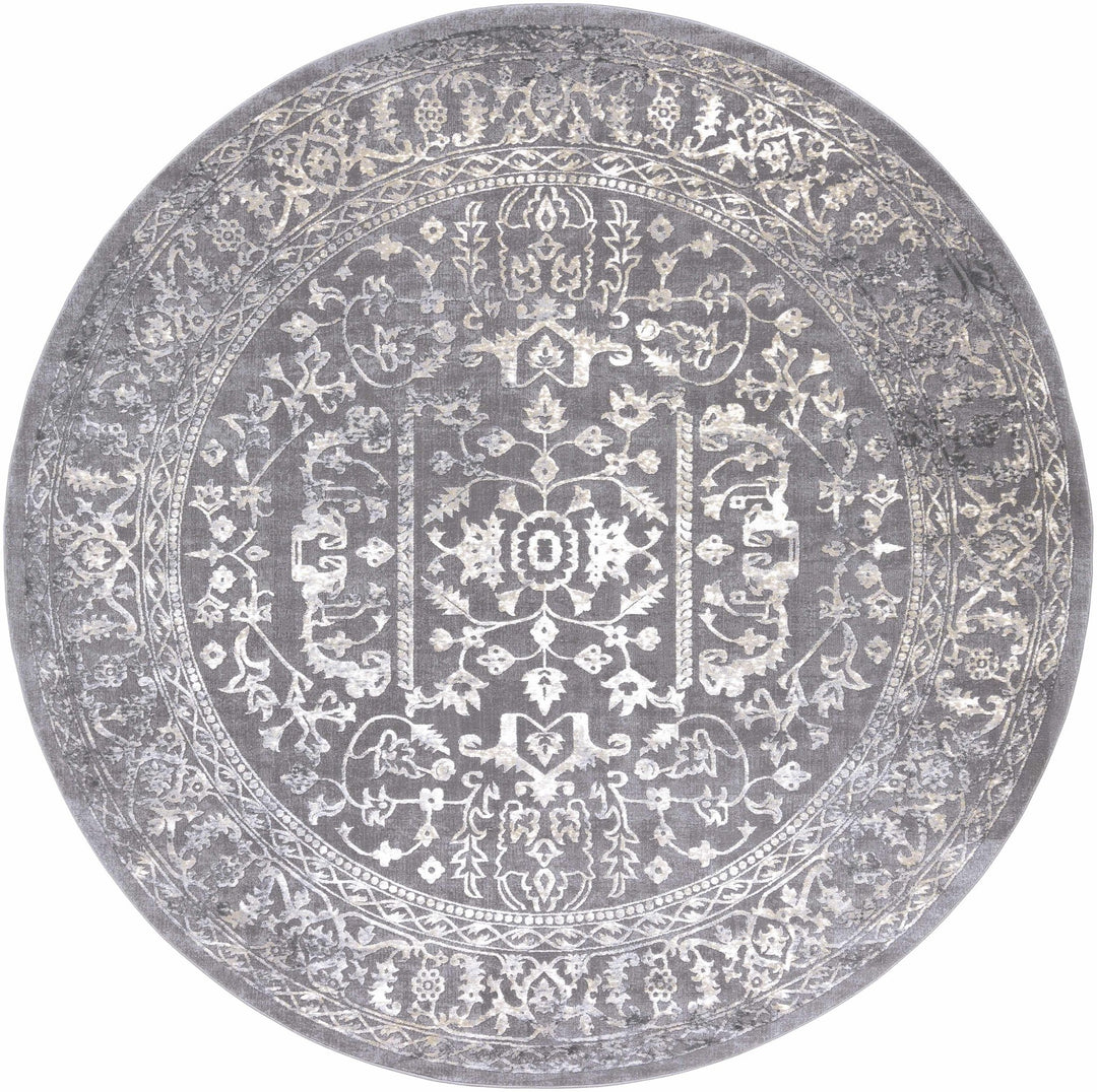 Watford Traditional Medallion Gray And Ivory Area Rug - The Rug Decor