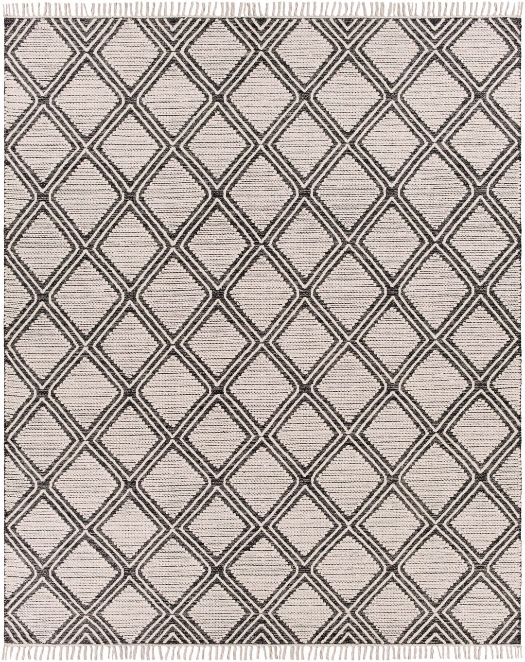 Wausa Modern Geometrical Ivory And Black Area Rug - The Rug Decor