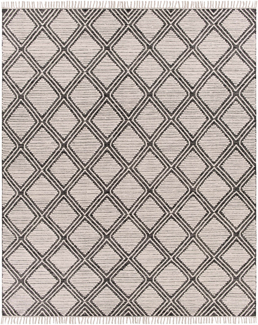 Wausa Modern Geometrical Ivory And Black Area Rug - The Rug Decor