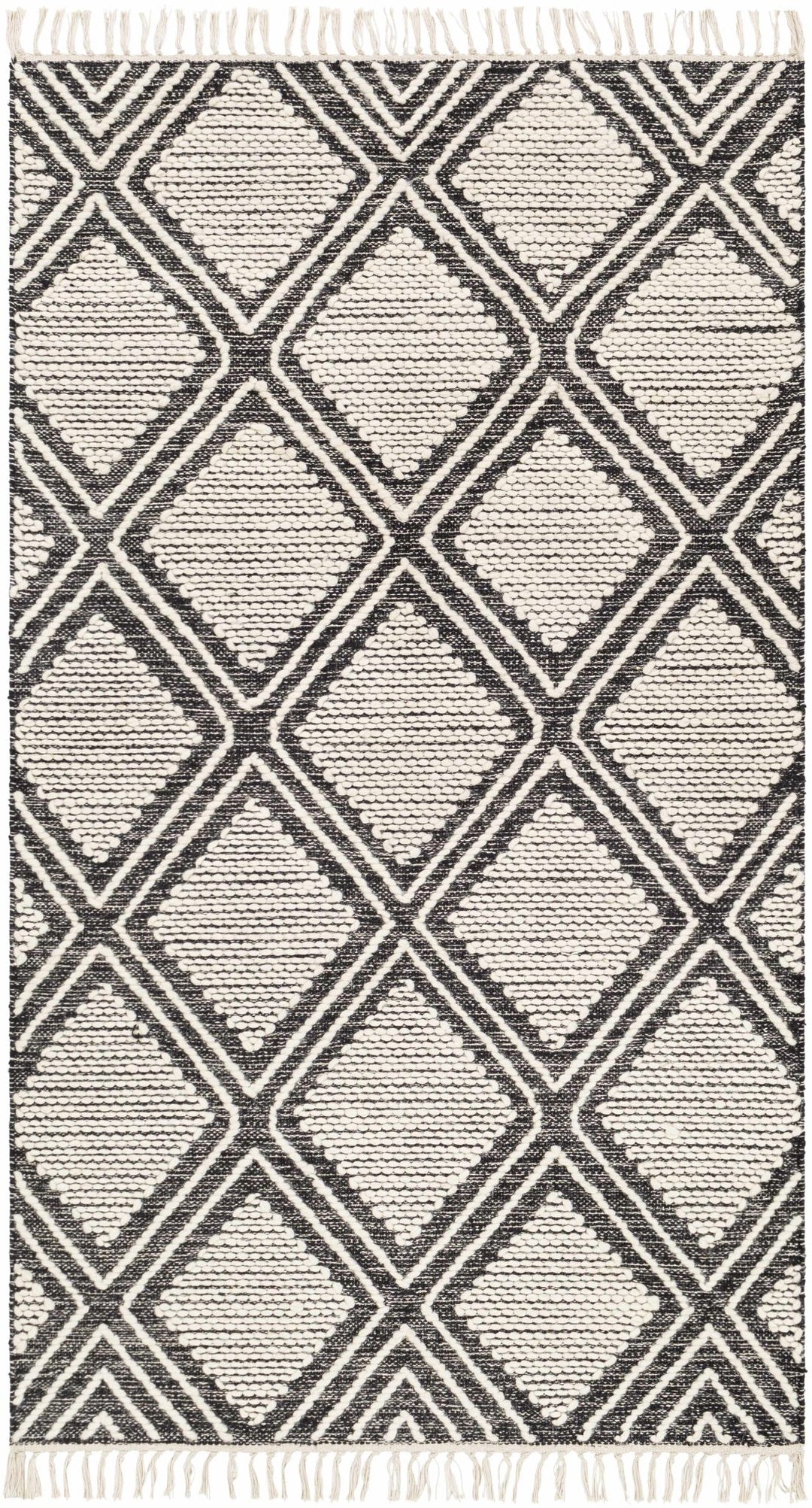 Wausa Modern Geometrical Ivory And Black Area Rug - The Rug Decor
