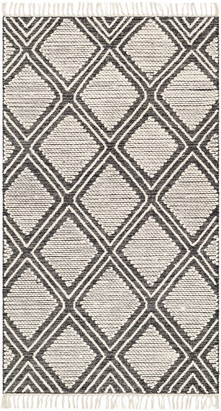Wausa Modern Geometrical Ivory And Black Area Rug - The Rug Decor