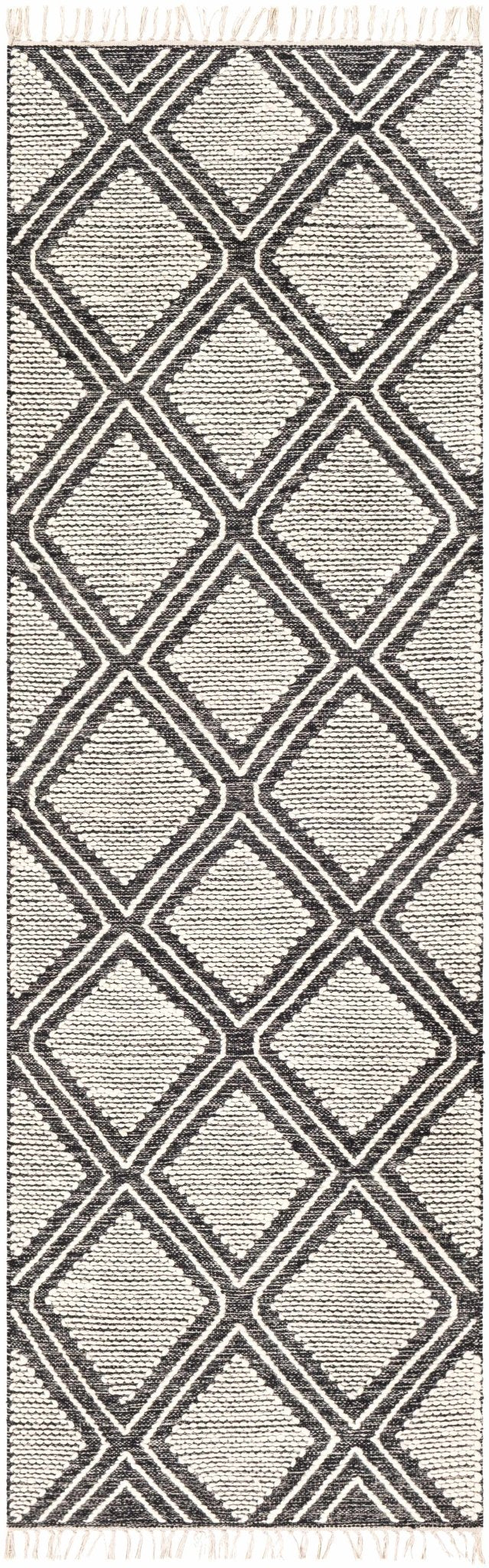 Wausa Modern Geometrical Ivory And Black Area Rug - The Rug Decor
