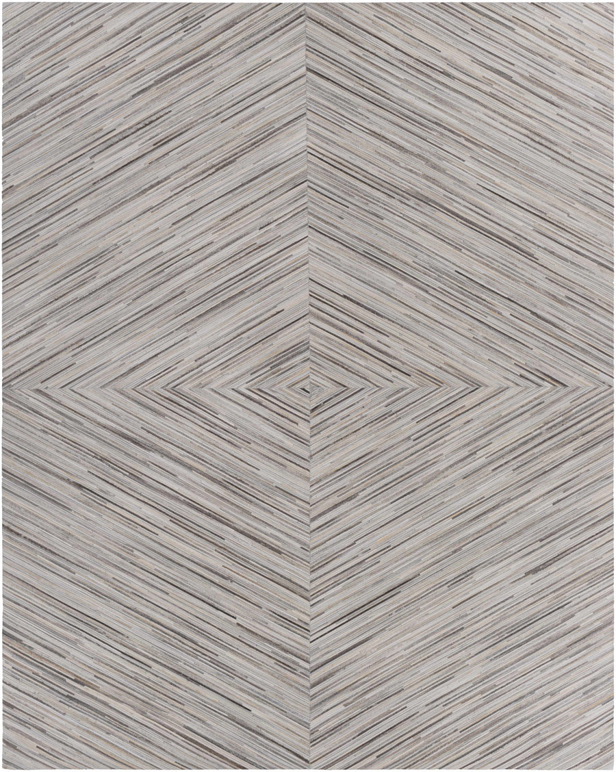 Wauzeka gray handmade area rug with light chevron and herringbone texture