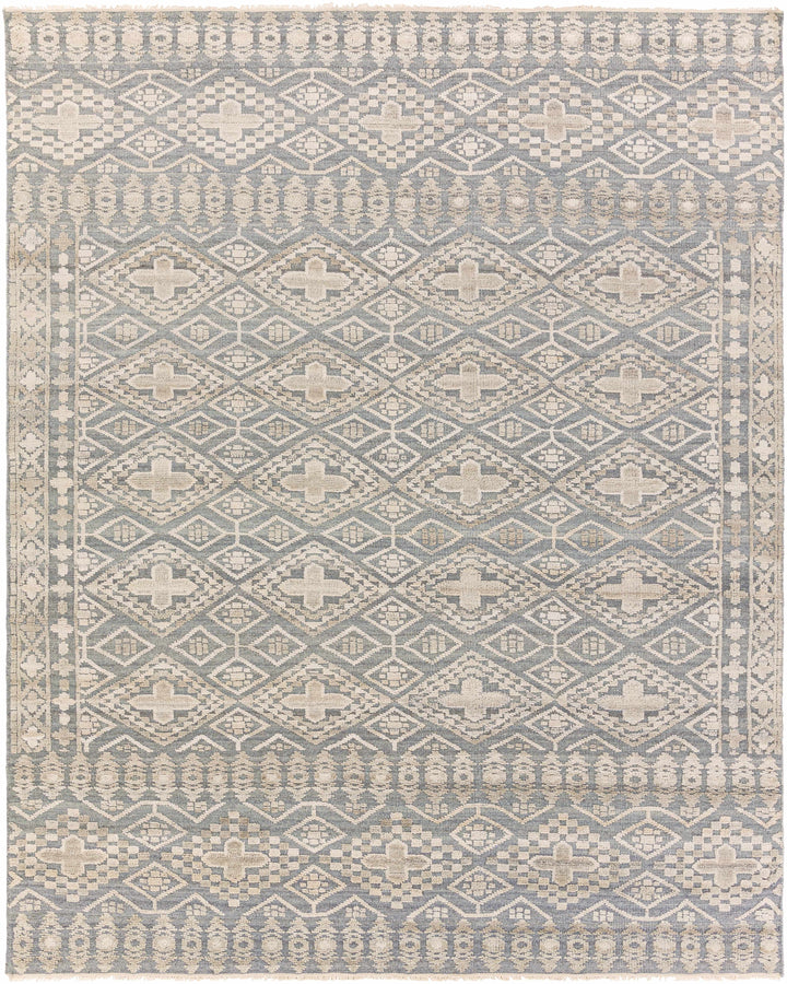 Woodsfield Modern Geometrical Gray And Beige Hand Knotted Area Rug