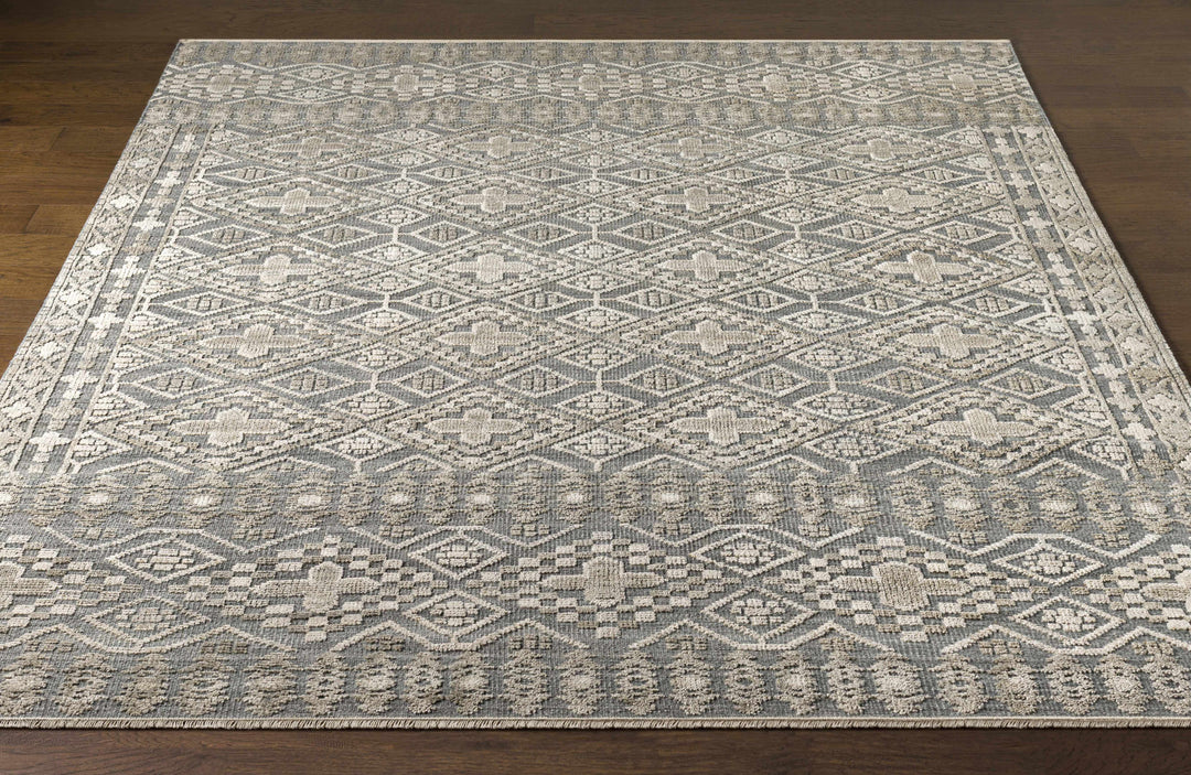 Woodsfield Modern Geometrical Gray And Beige Hand Knotted Area Rug