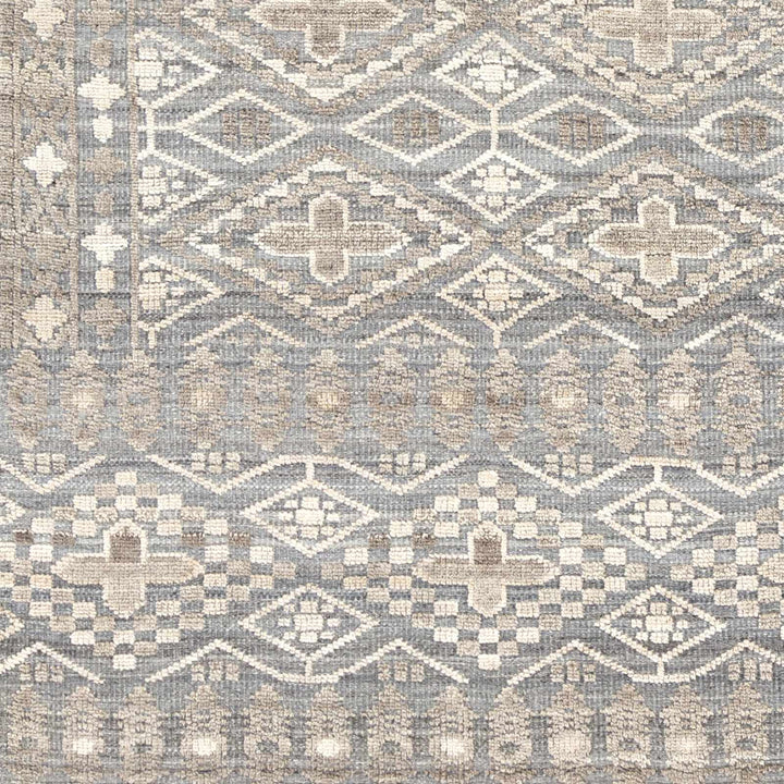 Woodsfield Modern Geometrical Gray And Beige Hand Knotted Area Rug