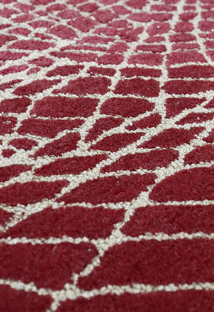 Web Hand Tufted 5x8 Modern Style Maroon Wool Area Rug - The Rug Decor