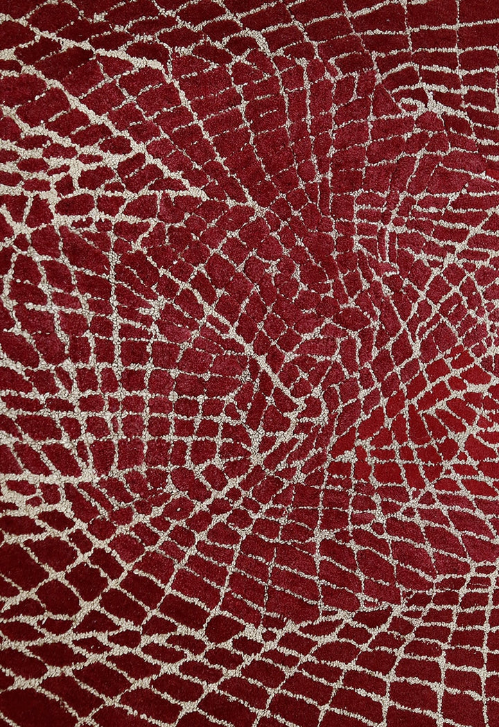 Web Hand Tufted 5x8 Modern Style Maroon Wool Area Rug - The Rug Decor