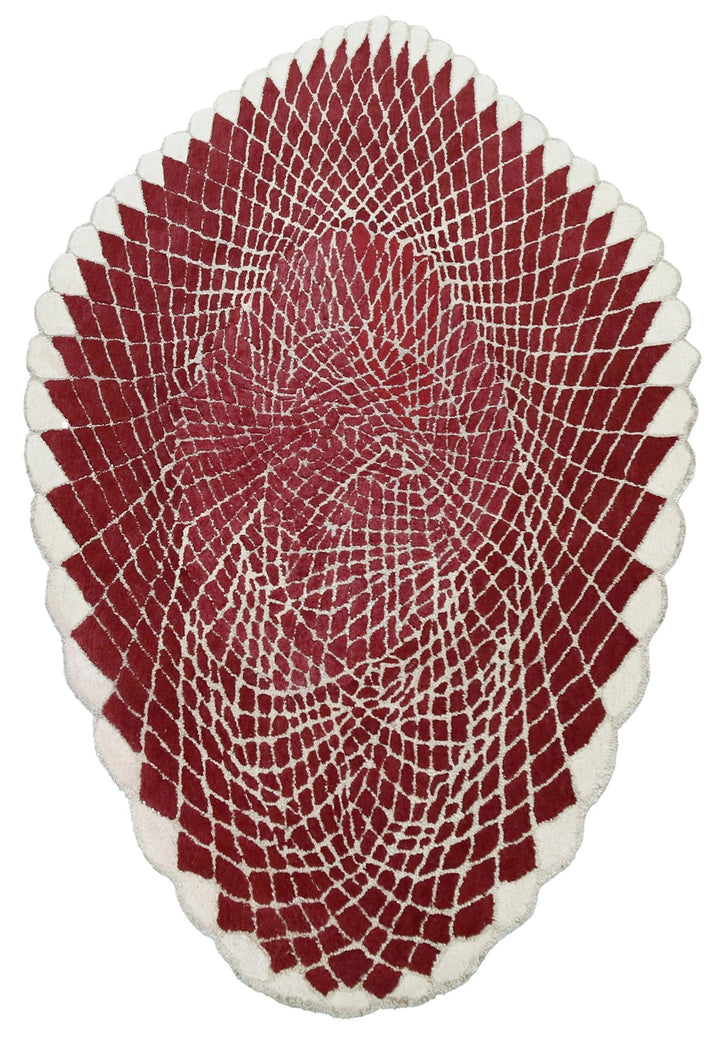 Web Hand Tufted 5x8 Modern Style Maroon Wool Area Rug - The Rug Decor