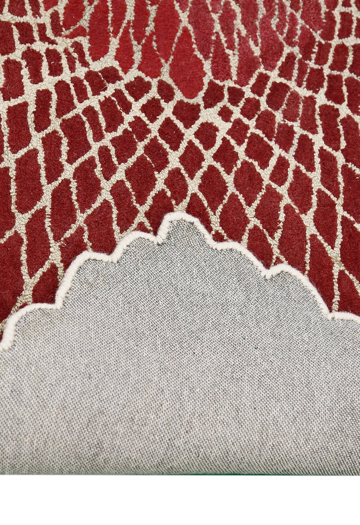 Web Hand Tufted 5x8 Modern Style Maroon Wool Area Rug - The Rug Decor