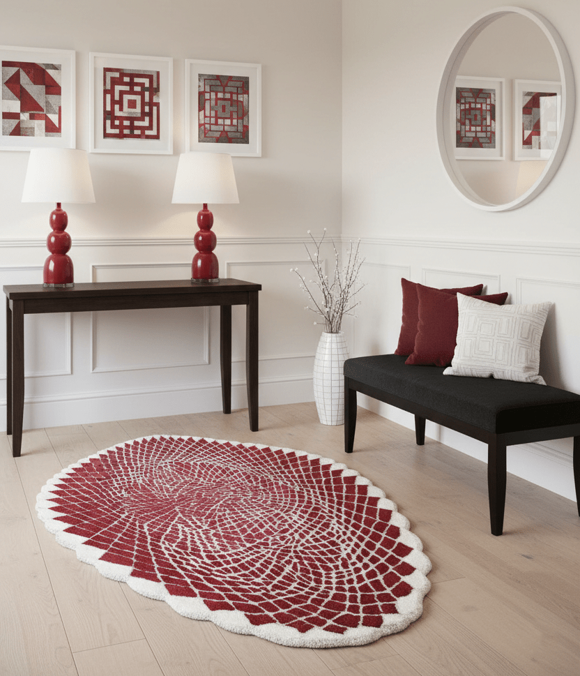 Web Hand Tufted 5x8 Modern Style Maroon Wool Area Rug - The Rug Decor