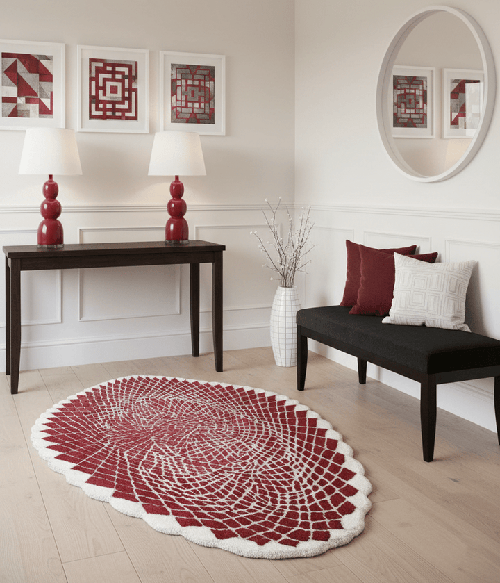 Web Hand Tufted 5x8 Modern Style Maroon Wool Area Rug - The Rug Decor