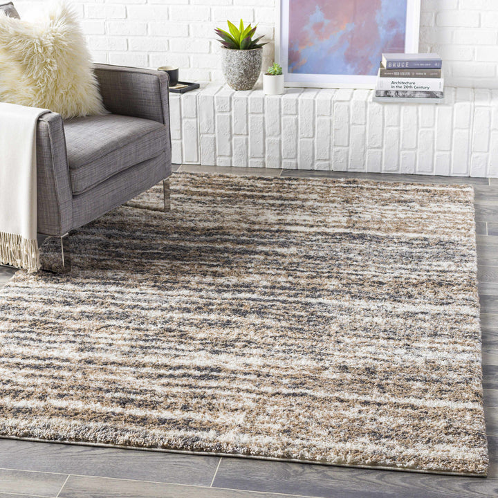 Weddin Modern Abstract Design Ivory And Gray Area Rug