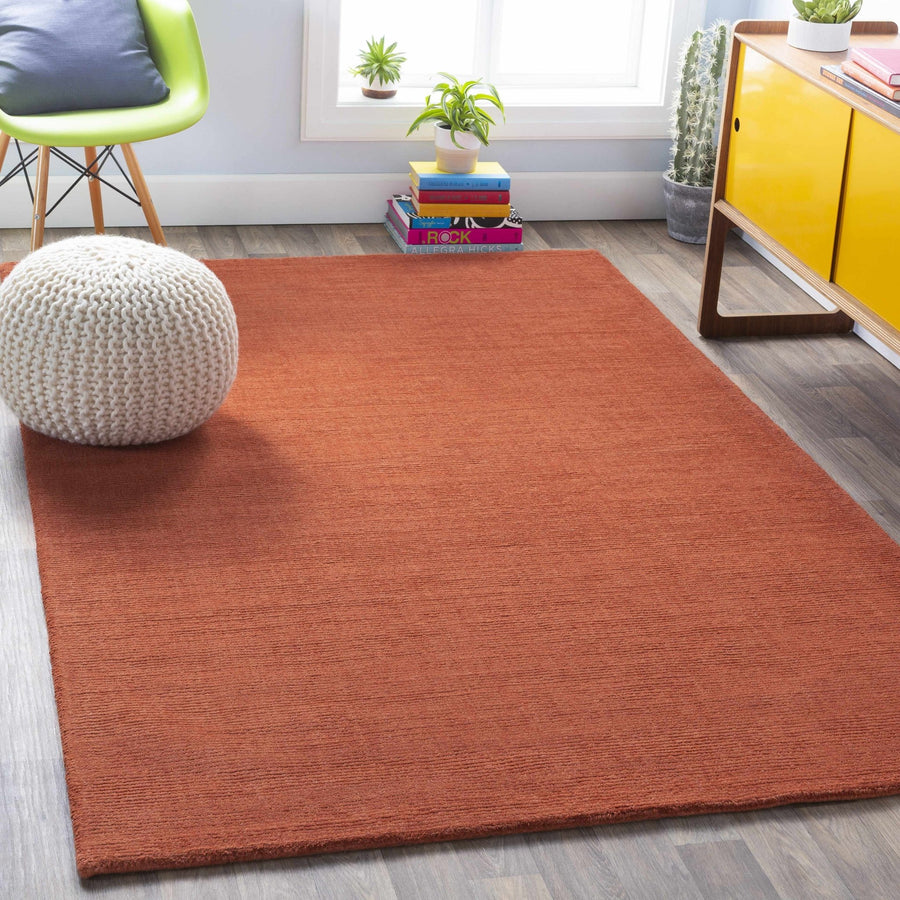 Welch Brockton Modern Solid Rust Hand Loomed Wool Rug - The Rug Decor