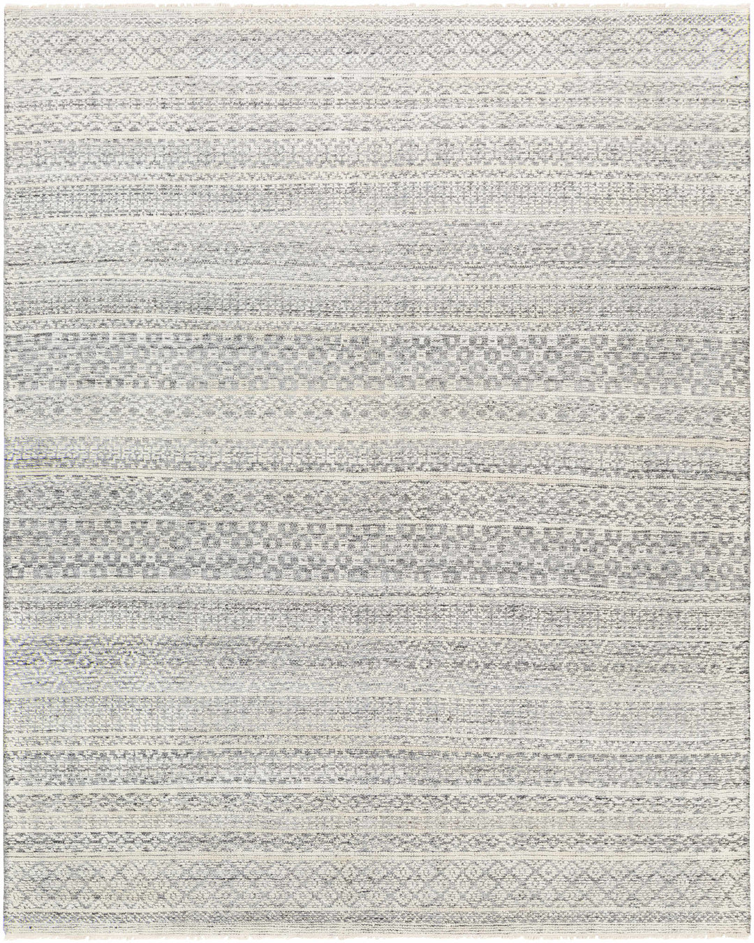 Wessington Ivory And Gray Modern geometrical Hand Knotted Area Rug