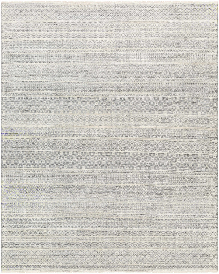 Wessington Ivory And Gray Modern geometrical Hand Knotted Area Rug