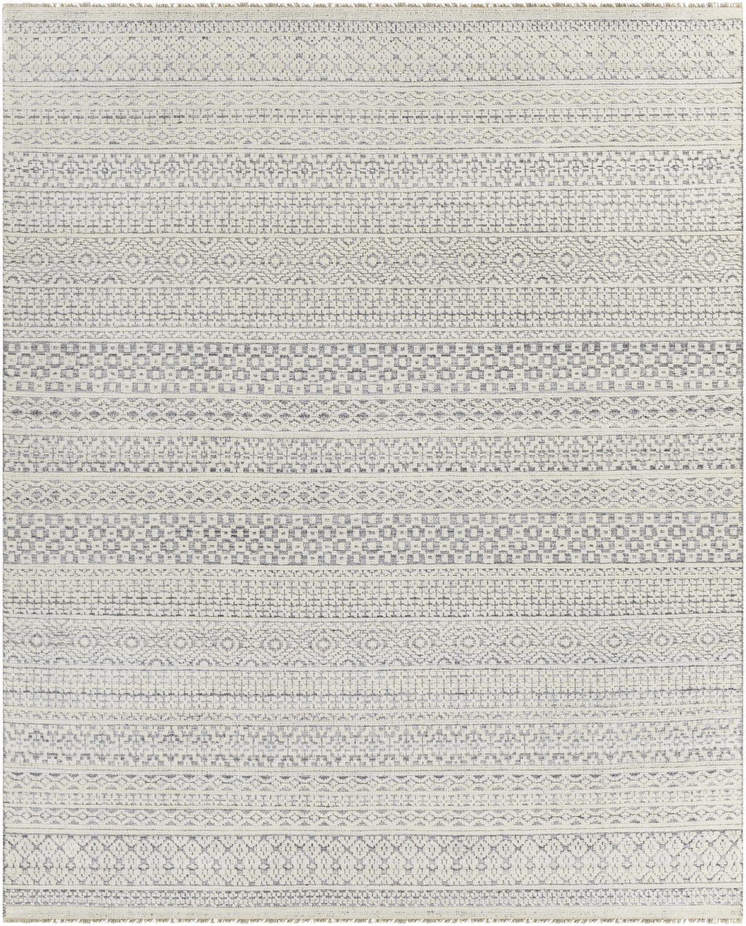 Wessington Ivory And Gray Modern geometrical Hand Knotted Area Rug