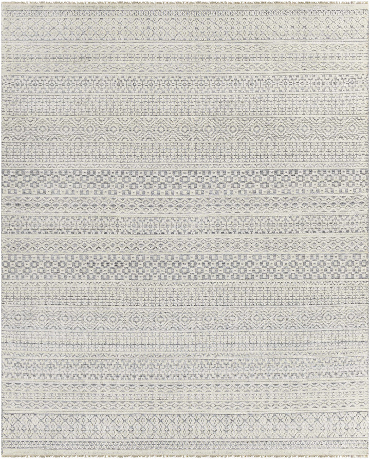 Wessington Ivory And Gray Modern geometrical Hand Knotted Area Rug