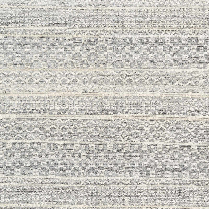 Wessington Ivory And Gray Modern geometrical Hand Knotted Area Rug