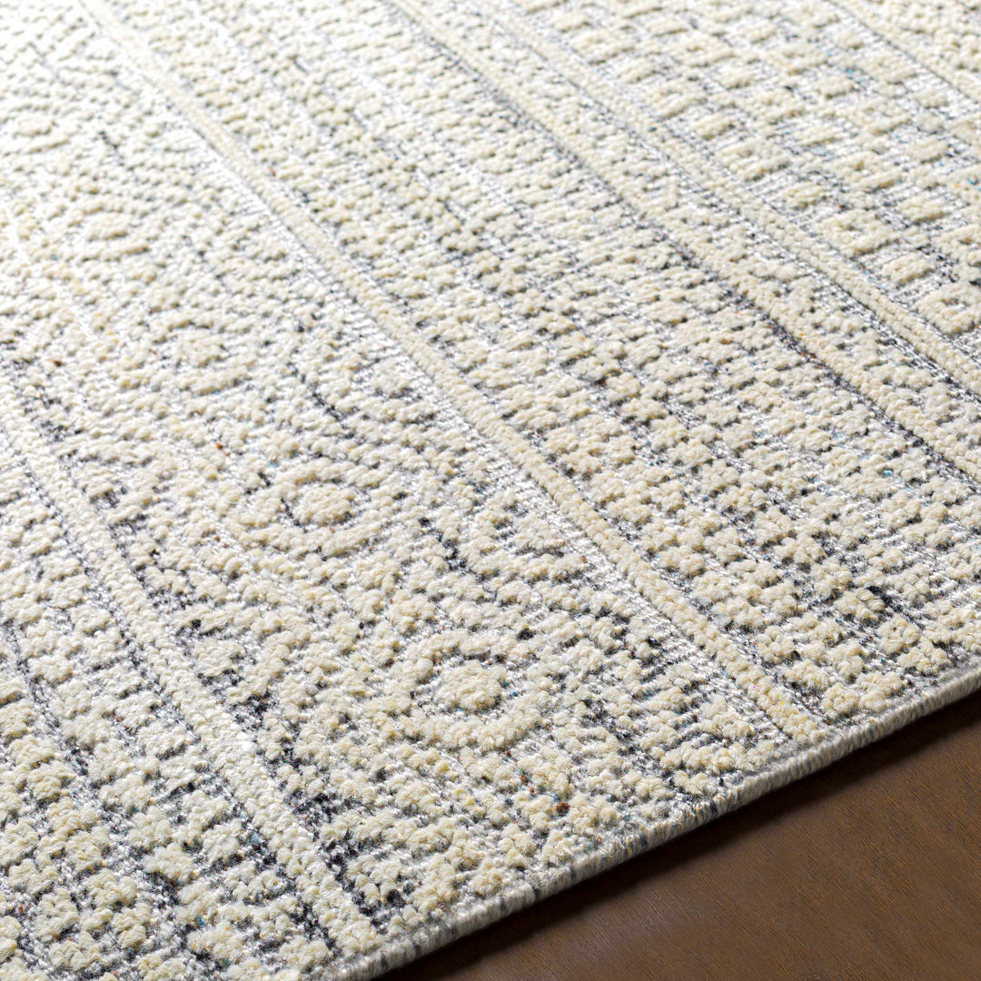 Wessington Ivory And Gray Modern geometrical Hand Knotted Area Rug