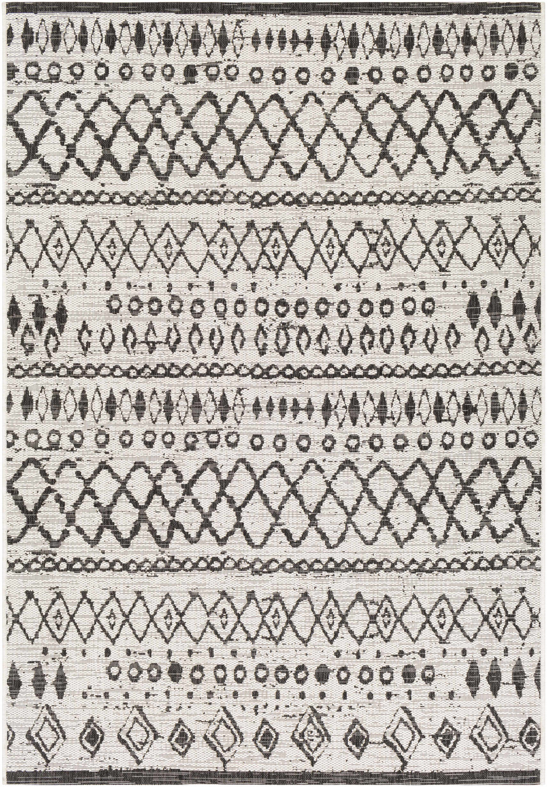 Westside Modern Style Ivory And Black Outdoor Area Rug