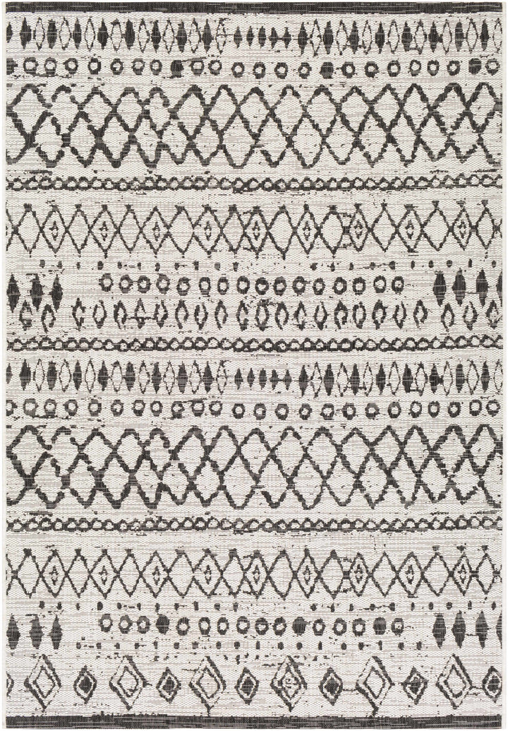 Westside Modern Style Ivory And Black Outdoor Area Rug