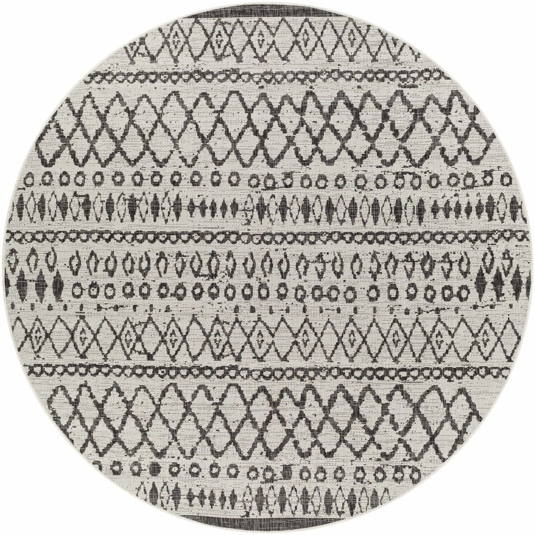 Westside Modern Style Ivory And Black Outdoor Area Rug