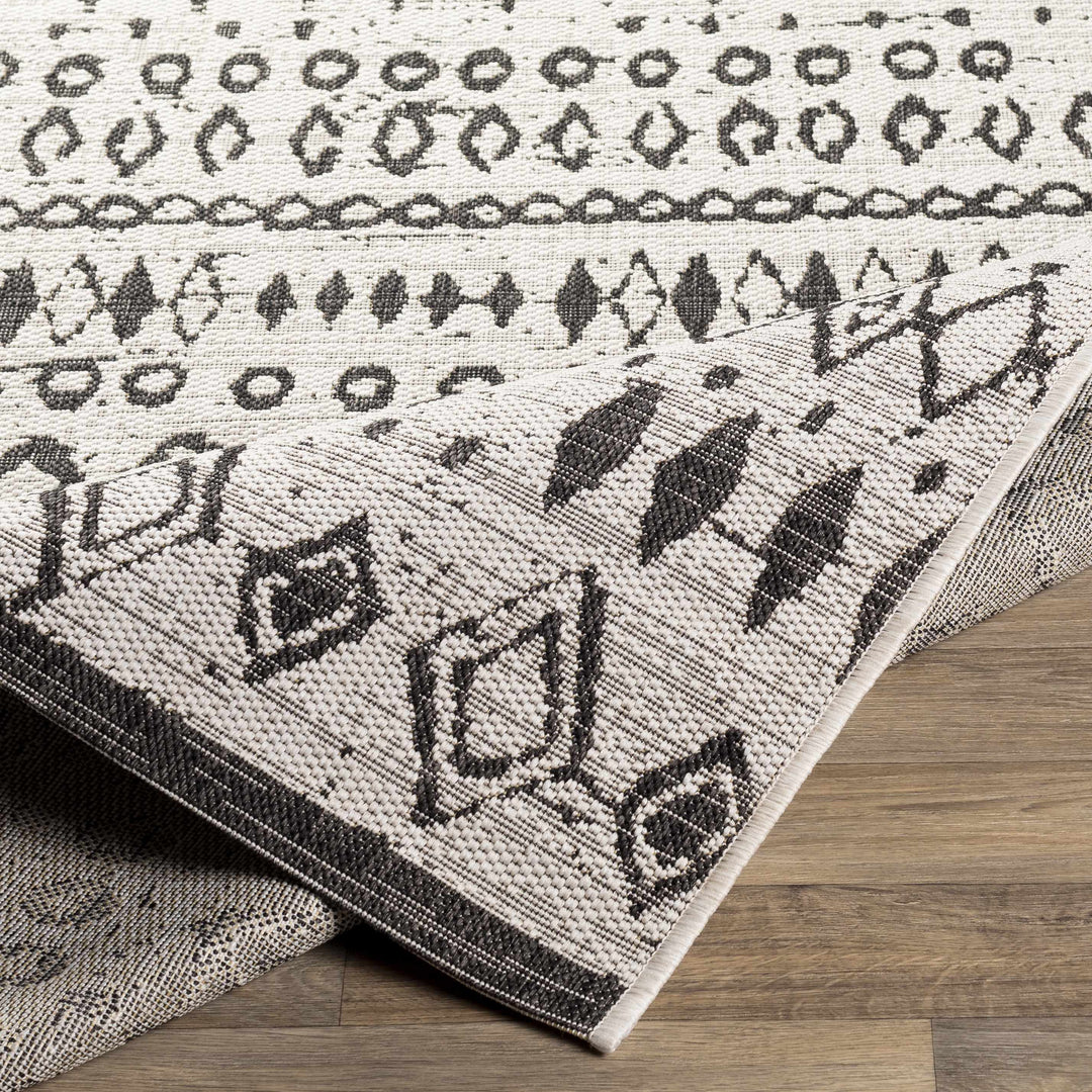 Westside Modern Style Ivory And Black Outdoor Area Rug