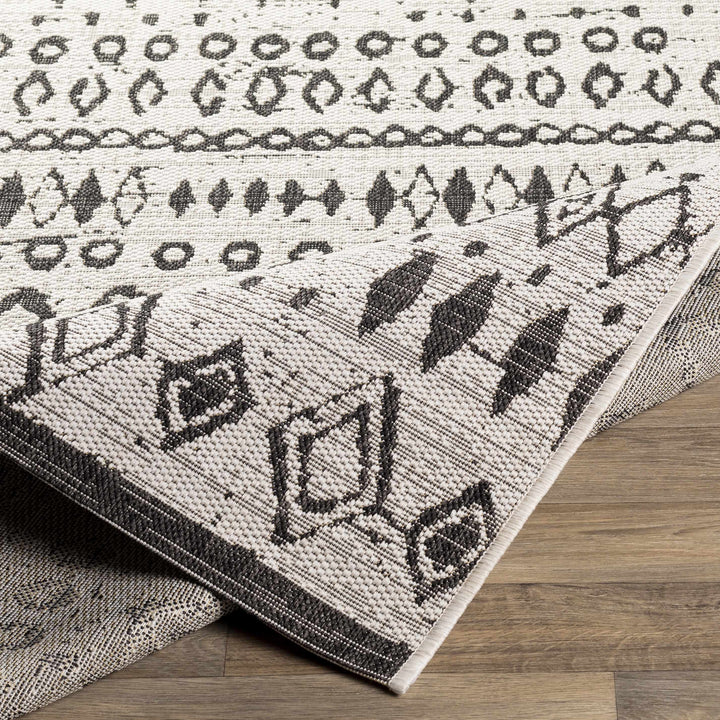 Westside Modern Style Ivory And Black Outdoor Area Rug