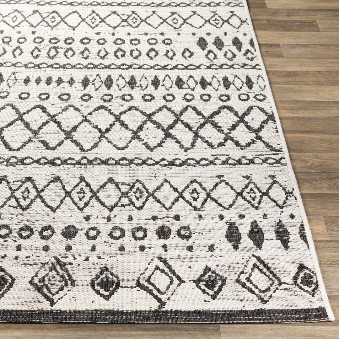 Westside Modern Style Ivory And Black Outdoor Area Rug