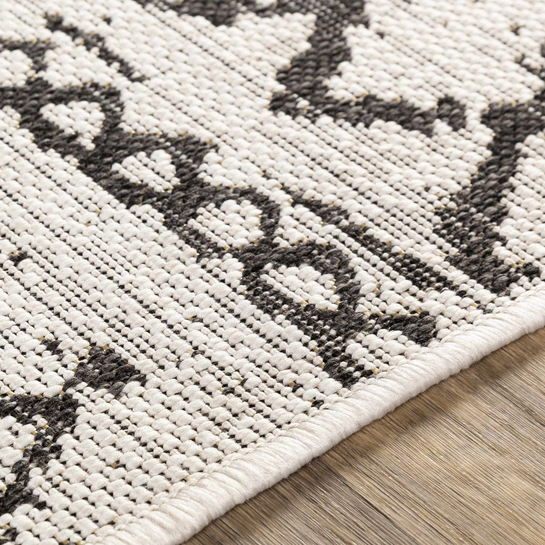 Westside Modern Style Ivory And Black Outdoor Area Rug