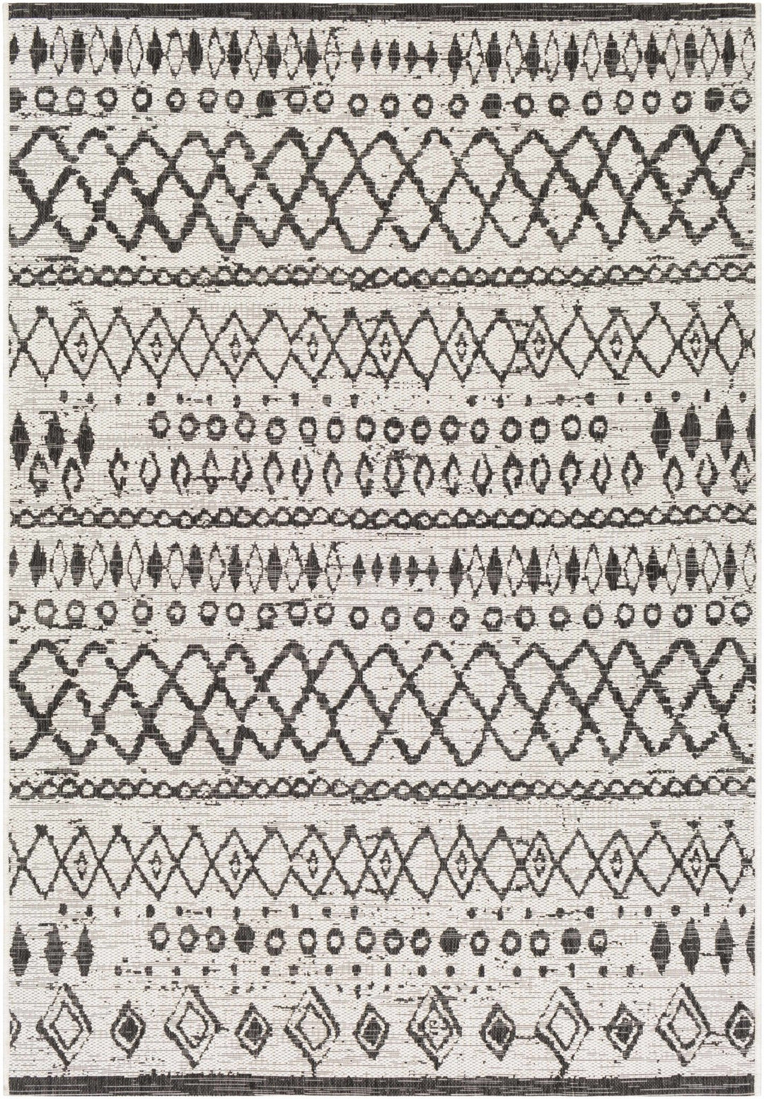 Westside Modern Style Ivory And Black Outdoor Area Rug - The Rug Decor