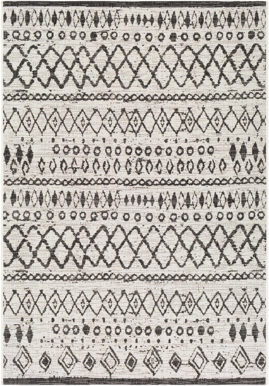 Westside Modern Style Ivory And Black Outdoor Area Rug - The Rug Decor