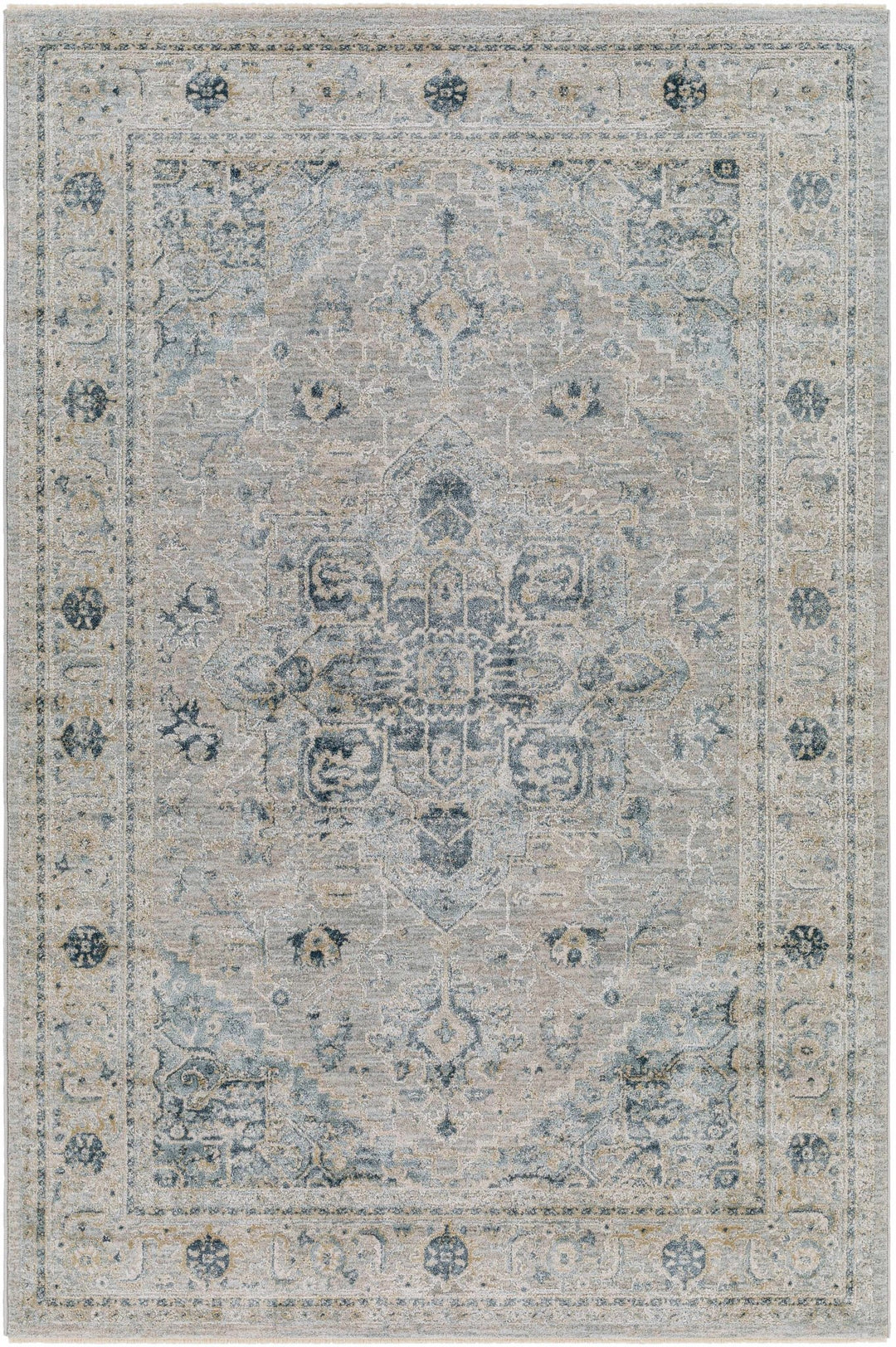 Whangamata Traditional Design Gray And Beige Area Rug - The Rug Decor