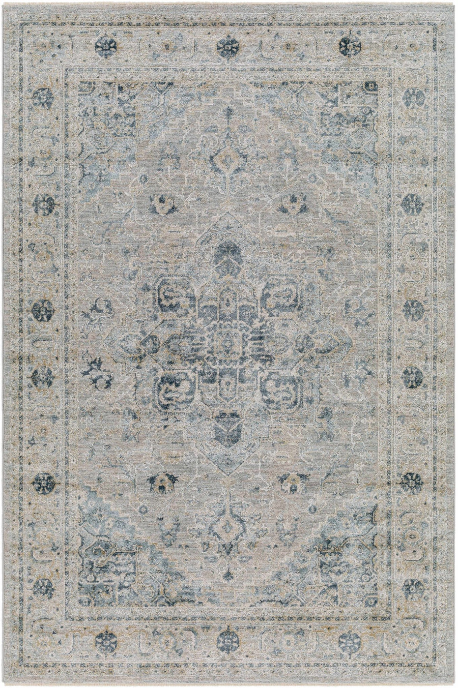 Whangamata Traditional Design Gray And Beige Area Rug - The Rug Decor