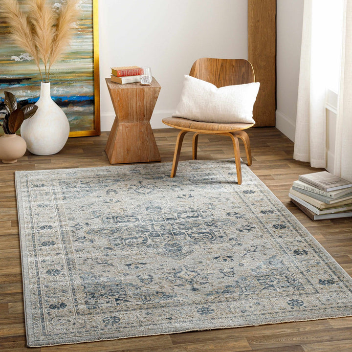 Whangamata Traditional Design Gray And Beige Area Rug - The Rug Decor
