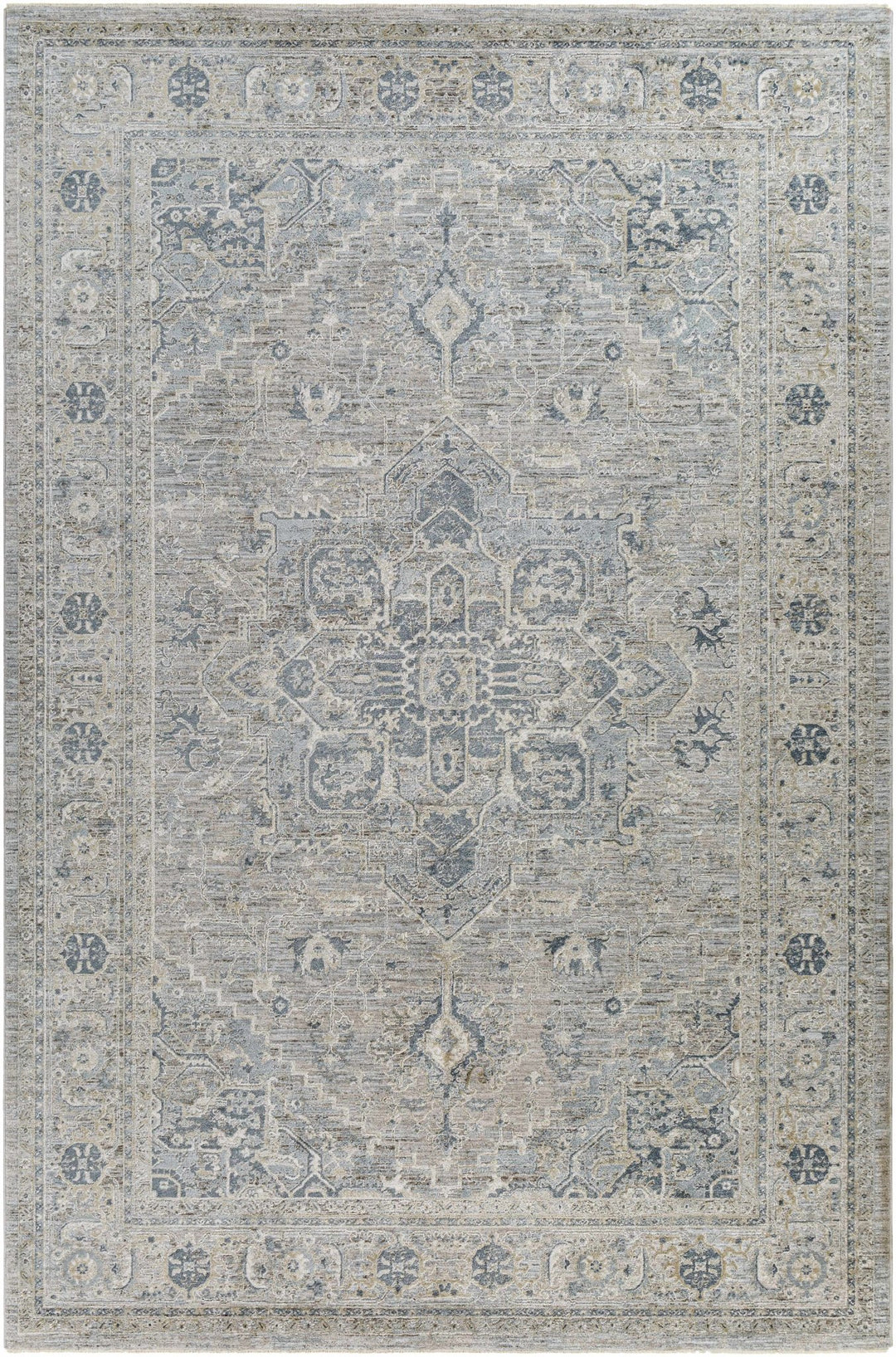 Whangamata Traditional Design Gray And Beige Area Rug - The Rug Decor