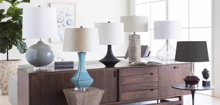 White and Black Modern Side Table lamp - The Rug Decor