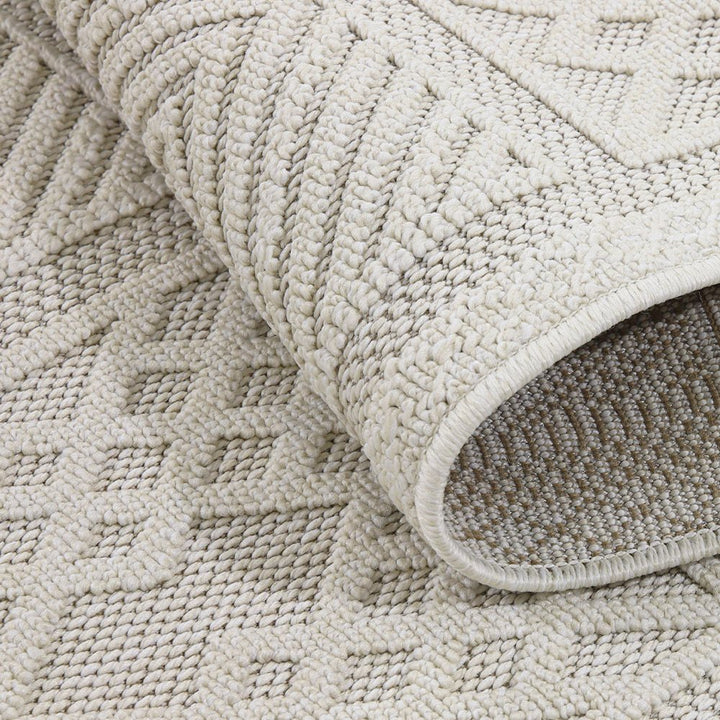 White Geometrical Machine Washable Polypropylene Rug - The Rug Decor