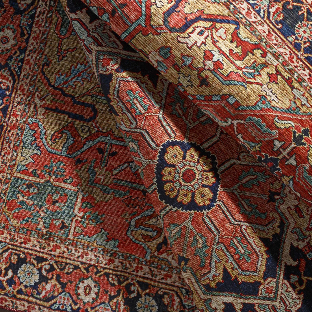 Whittingham Rust And Blue Traditional Heriz Design Area Rug - The Rug Decor