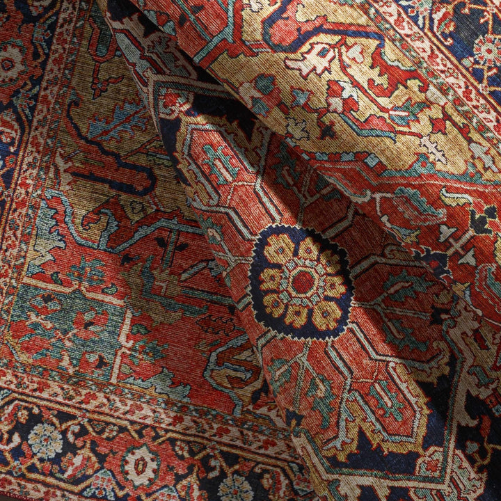 Whittingham Rust And Blue Traditional Heriz Design Area Rug - The Rug Decor