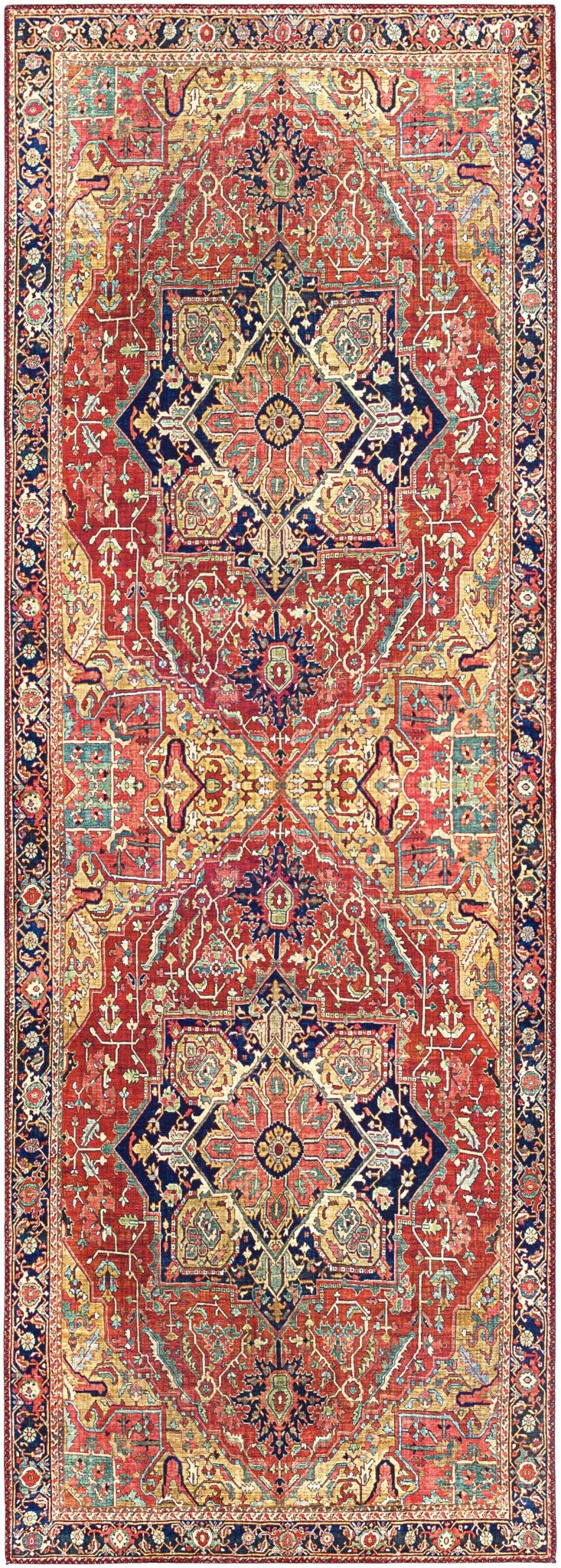 Whittingham Rust And Blue Traditional Heriz Design Area Rug - The Rug Decor
